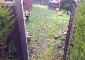 BEFORE - Access to Brendan's yard was across grass that was damaged due to high foot traffic.