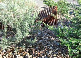 This wooden feature is nestled in Fiona's garden.